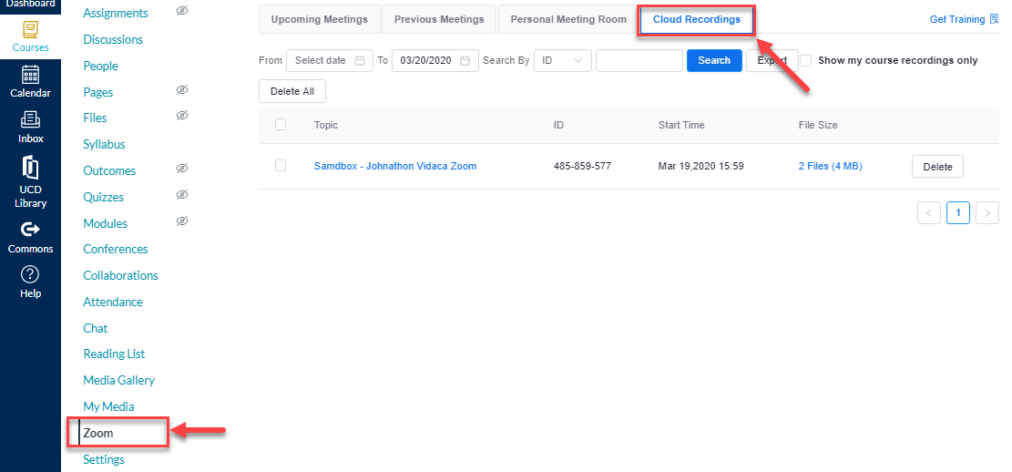 Access Recording from Canvas