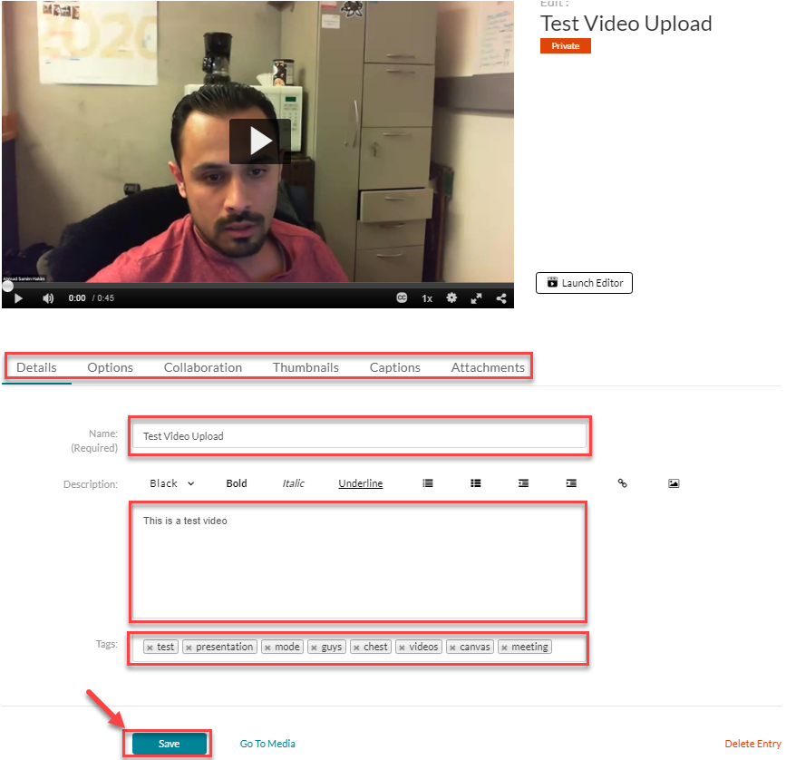 Edit video info