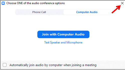 Disconnect Audio for Zoom